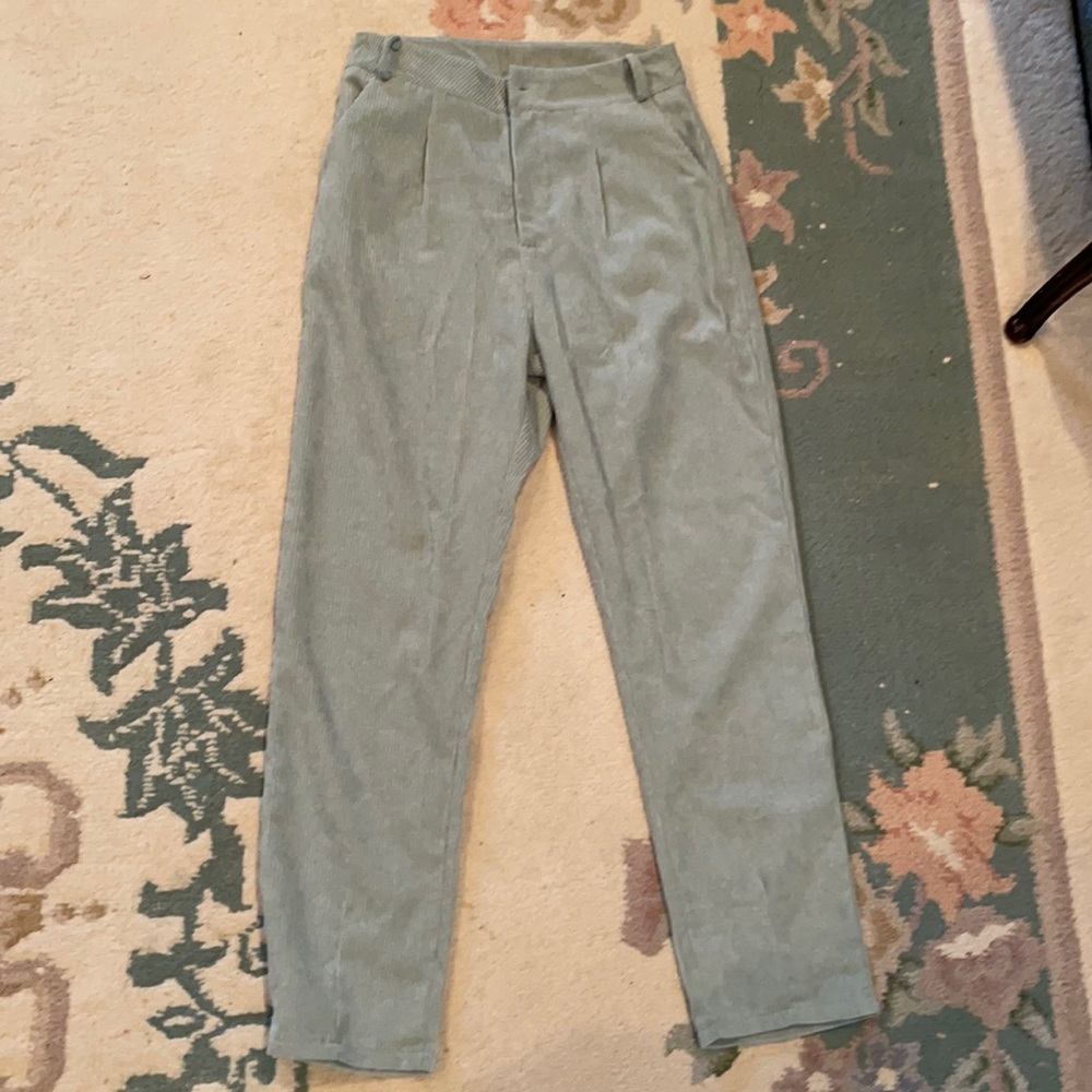 green corduroy pants